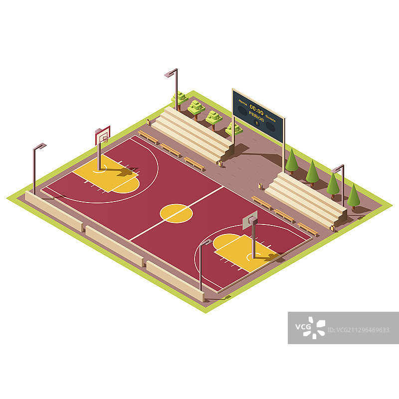 2.5D篮球场体育场图片素材