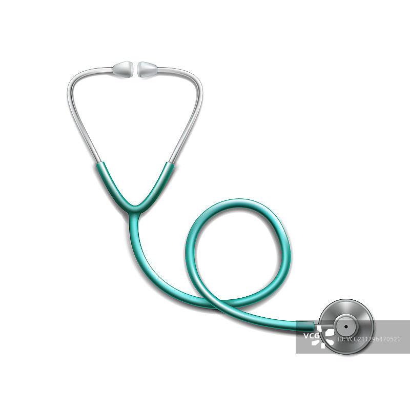 白色背景上的写实风格医疗听诊器图片素材
