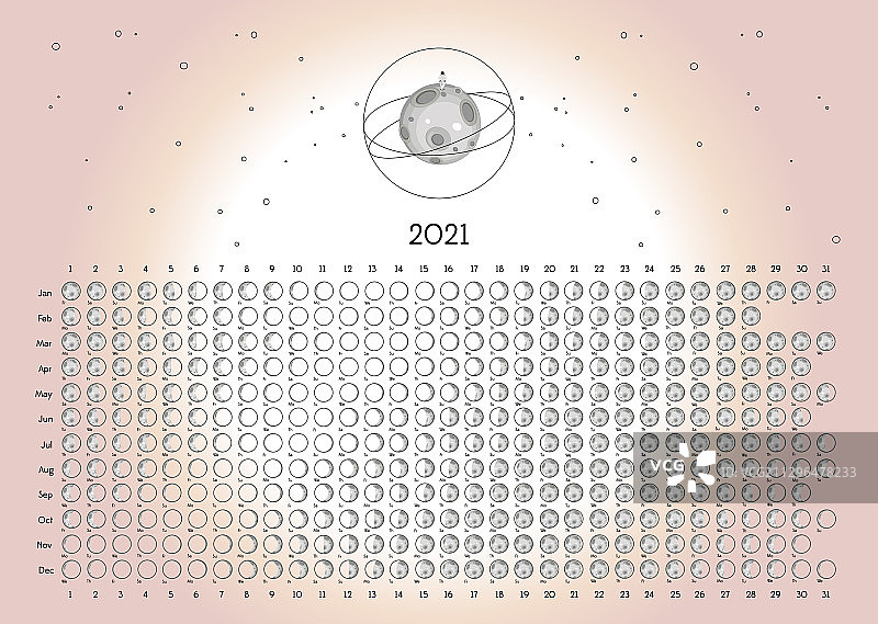 2021年北半球粉色月相日历图片素材