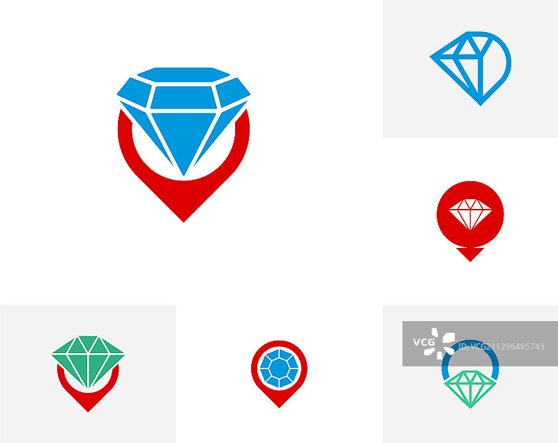 钻石点标志设计模板套装图片素材
