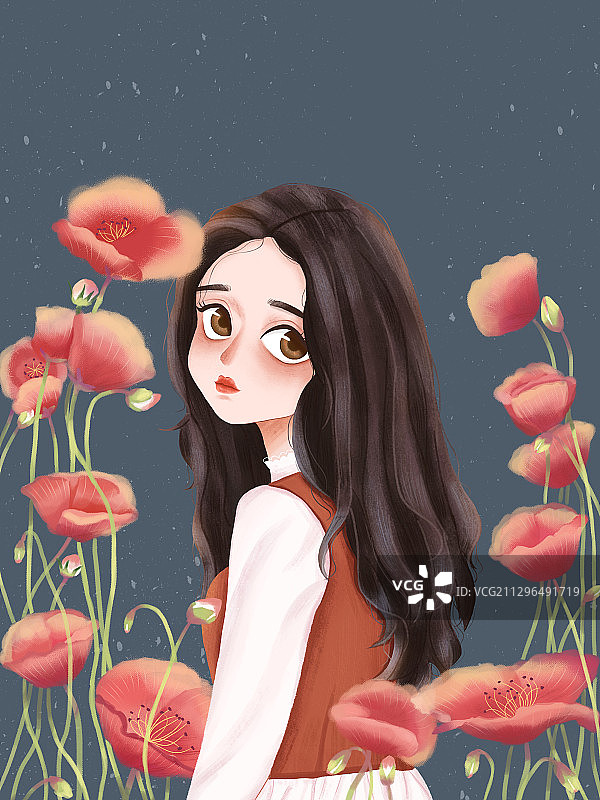 少女插画图片素材