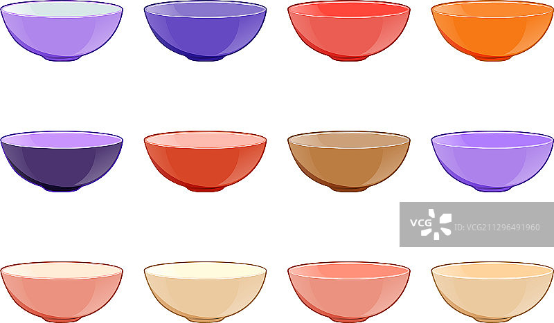 不同颜色的空碗图片素材