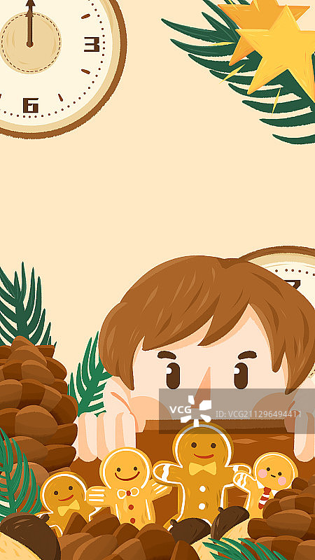 一个男生姜饼人圣诞手机尺寸图片素材