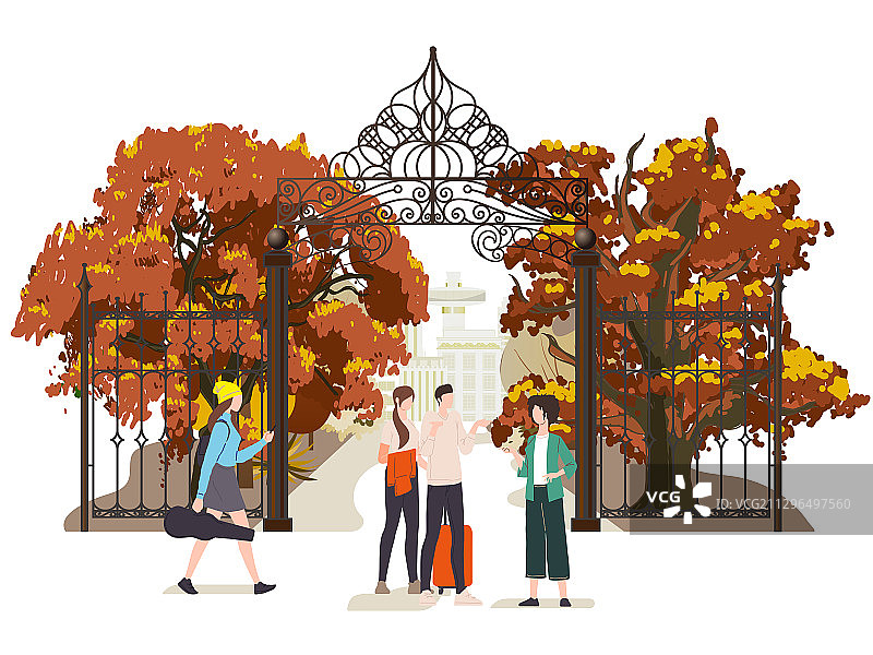 开学返校主题插画图片素材