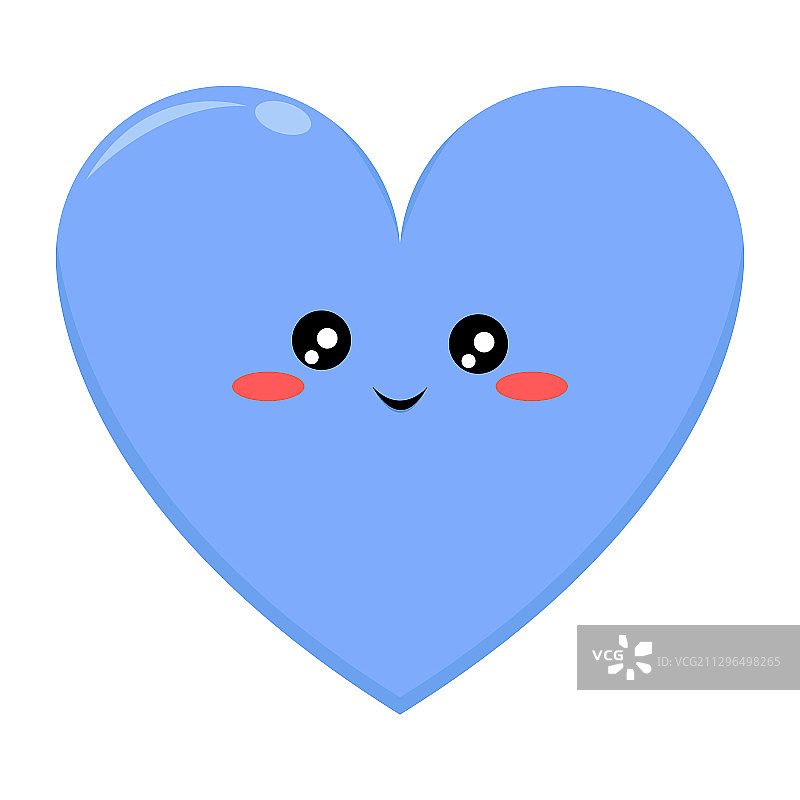 快乐表情的蓝色爱心角色图片素材