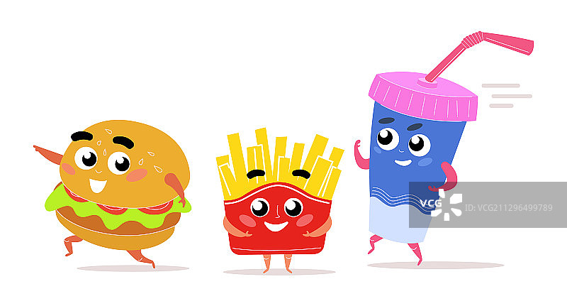 人物享用汉堡薯条和鸡尾酒图片素材