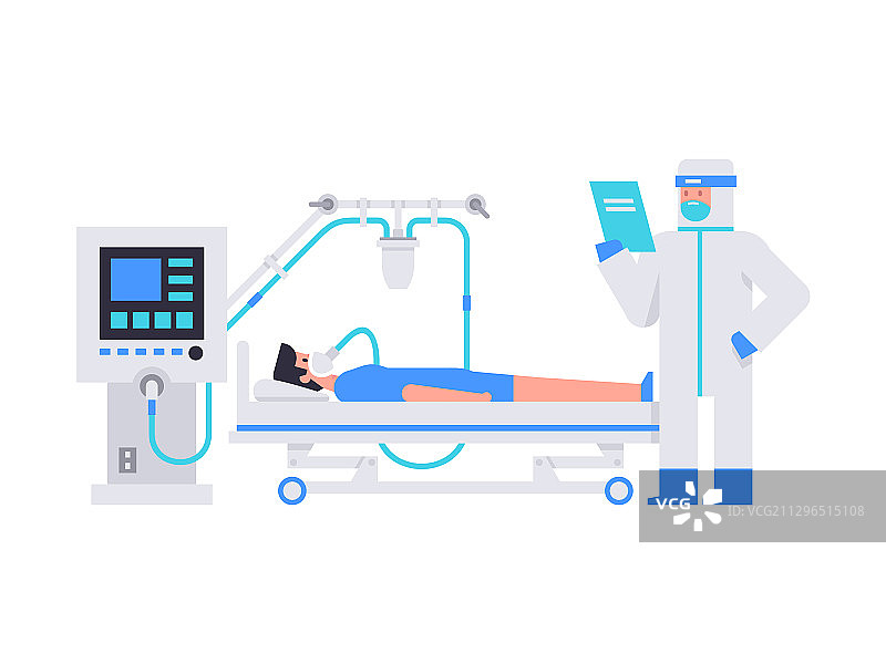 身穿防护服的医生检查病人图片素材