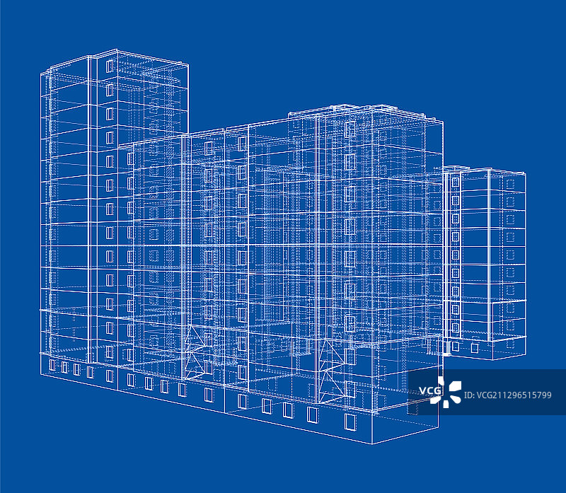 多层建筑的线框模型图片素材