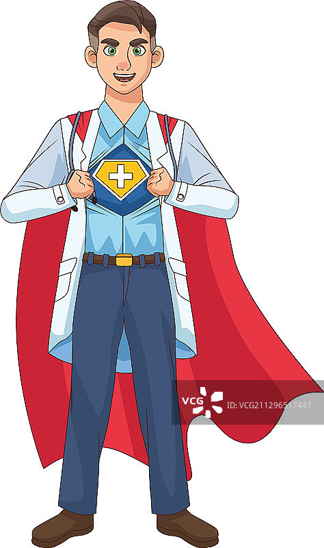 医生穿着衬衫和斗篷对抗新冠病毒图片素材