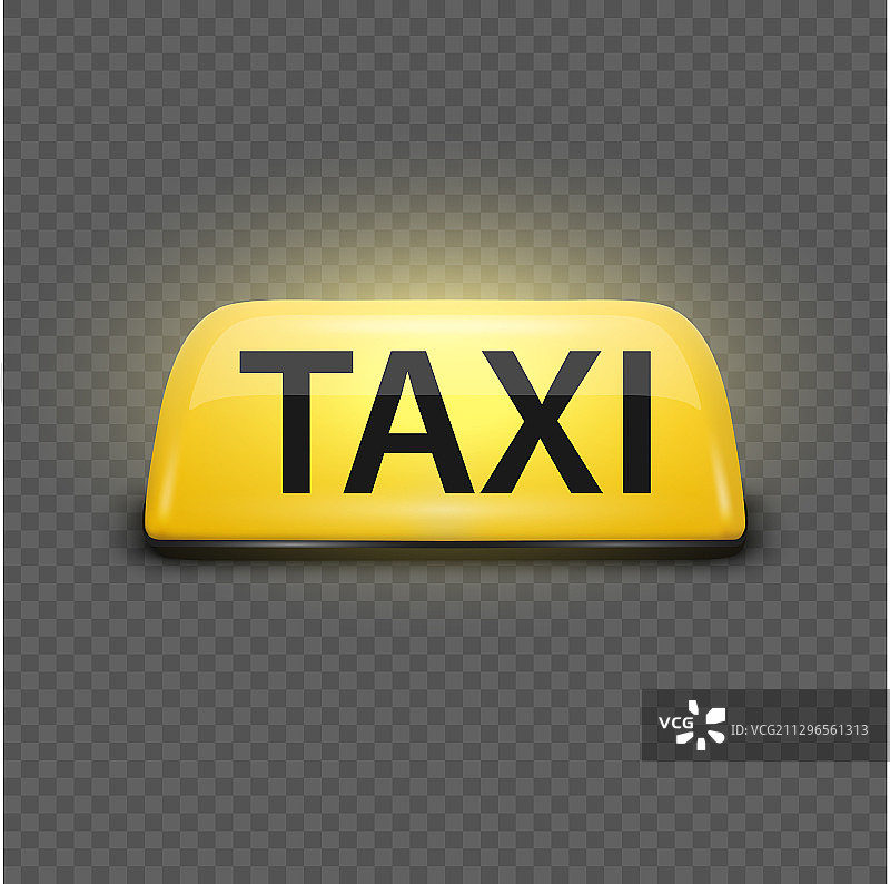 3D逼真发光黄色法国出租车图片素材