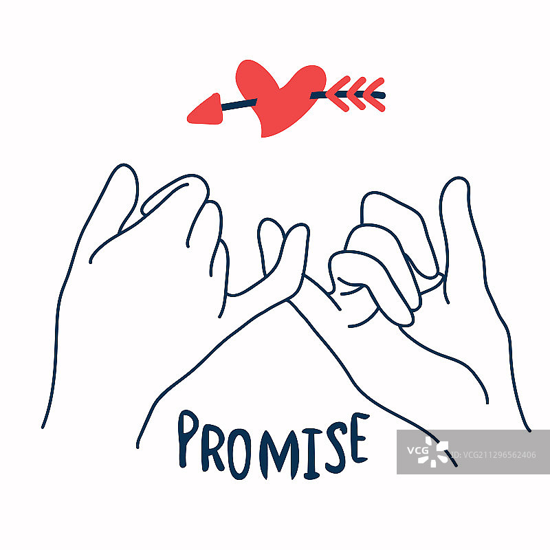 红色箭头穿心承诺轮廓图片素材