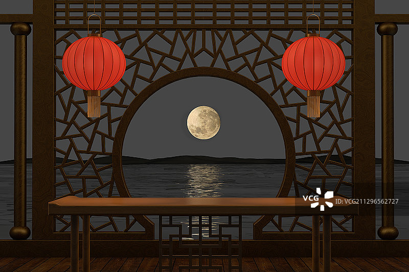 中国风传统园林庭院图片素材