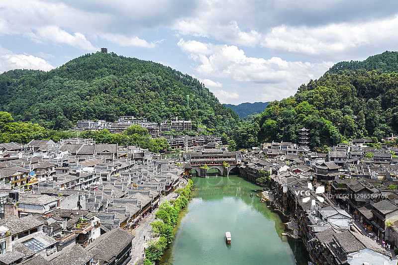 航拍湘西凤凰古城图片素材
