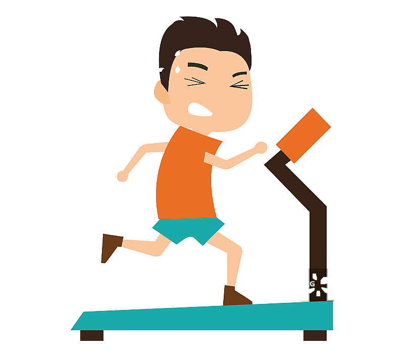 手绘男士跑步机运动场景插画图片素材