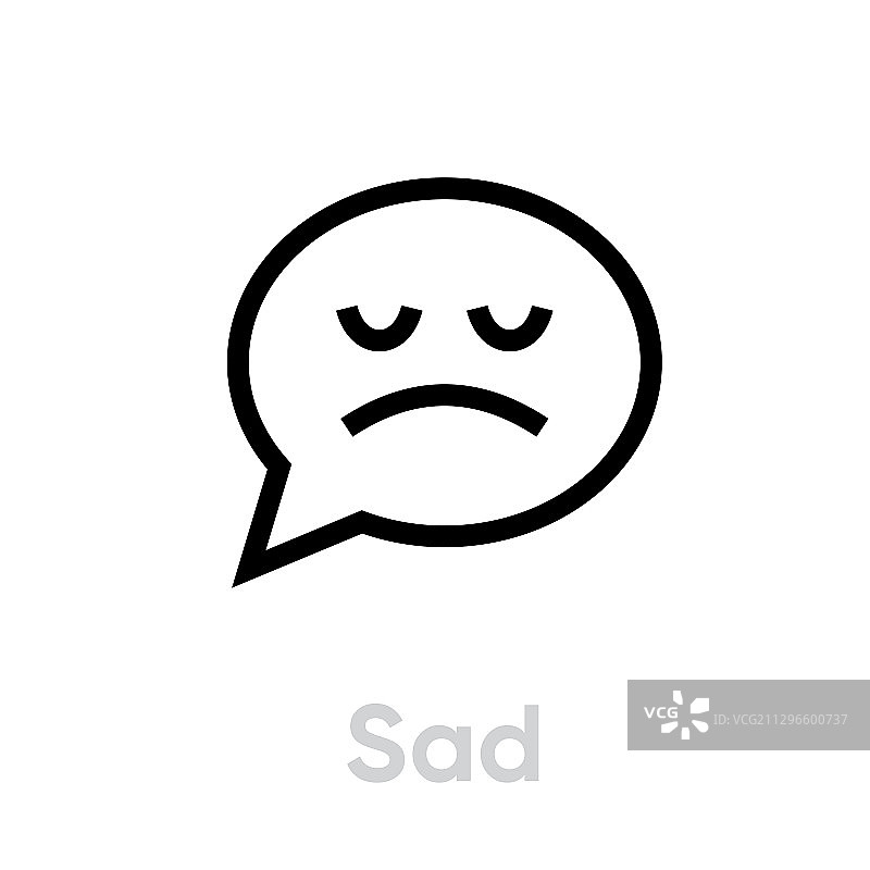 可编辑线条的悲伤社交消息图标图片素材