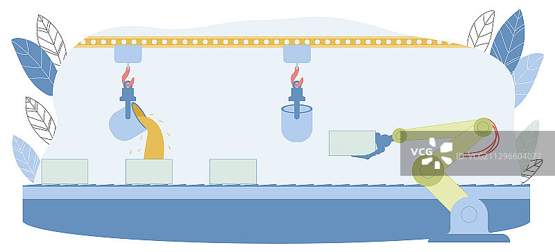 钢包在传送带上向模具浇注熔融金属图片素材