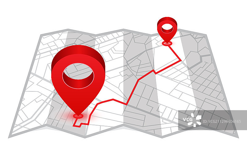 GPS导航地图上的定位图钉图片素材