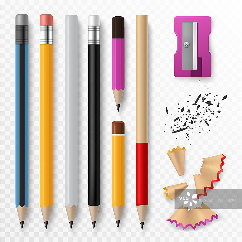 彩色木质石墨铅笔模型图片素材