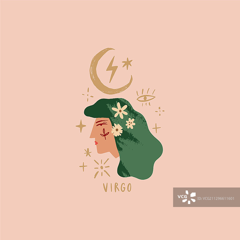 星座女孩处女座人物空间头像图片素材