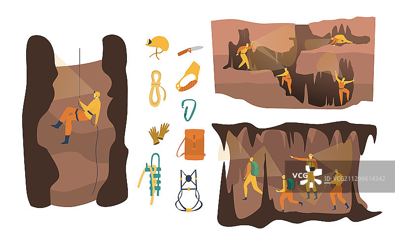 洞穴探险卡通图片素材