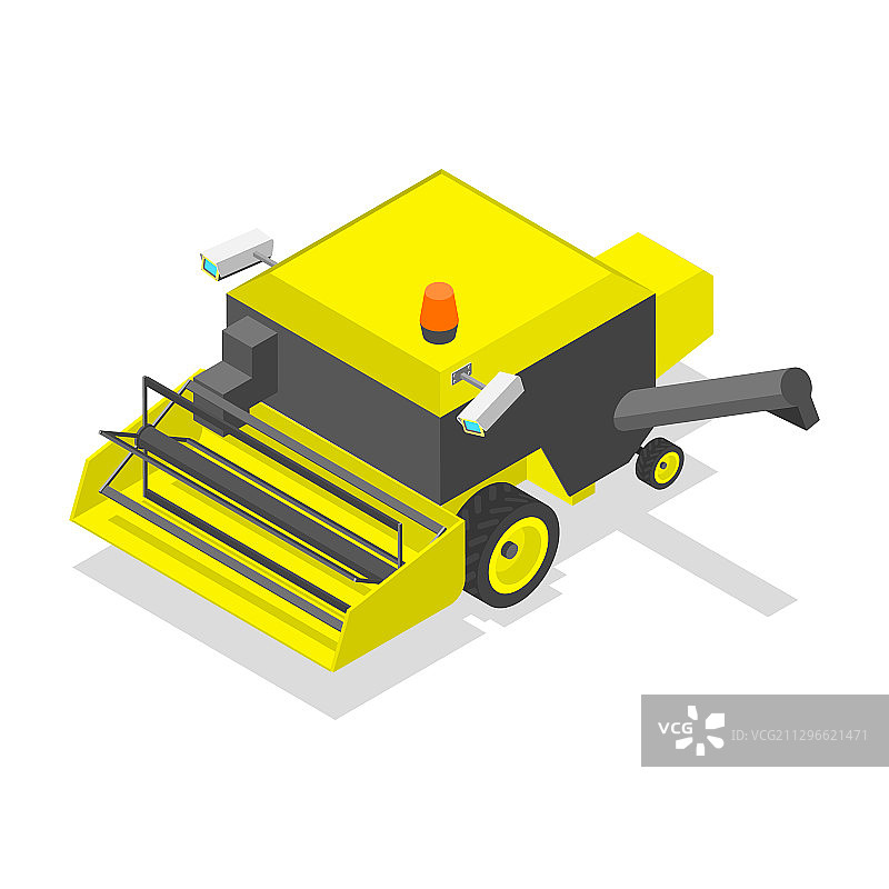 2.5D等距扁平化智能收割概念设计图片素材