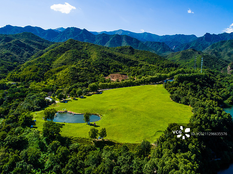 航拍北京延庆高山草甸图片素材