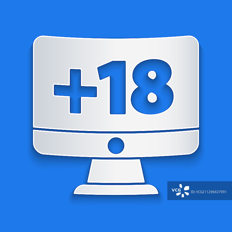 带有18岁以上内容的剪纸电脑显示器图片素材