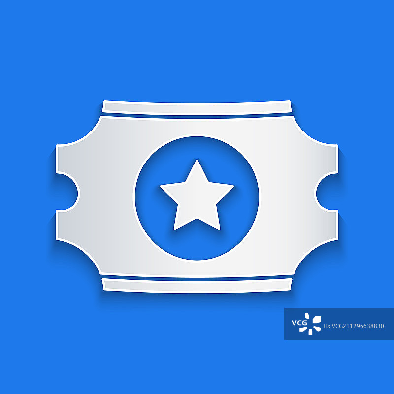 蓝色背景上的剪纸风电影票图标图片素材