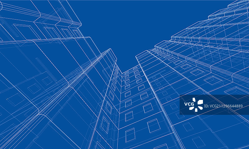 多层建筑的线框模型图片素材