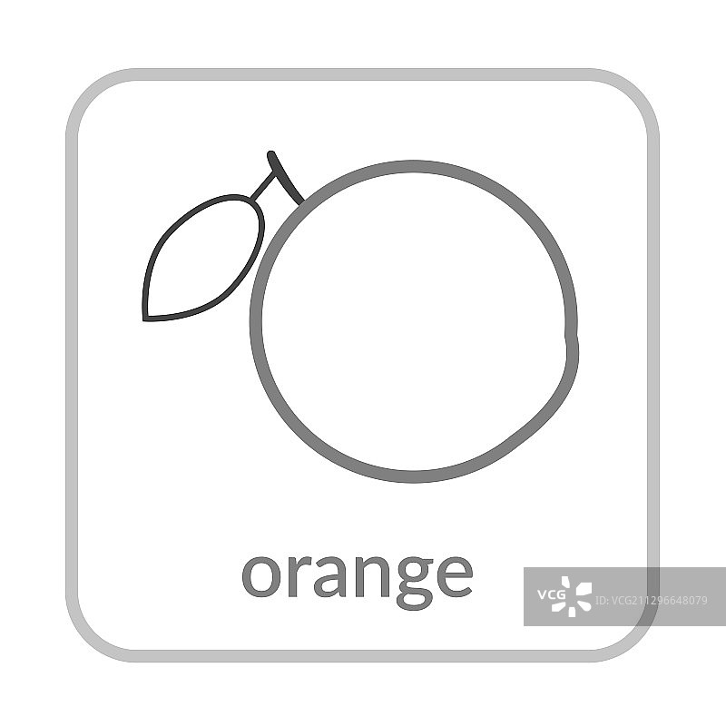橙色热带柑橘轮廓扁平标志图片素材