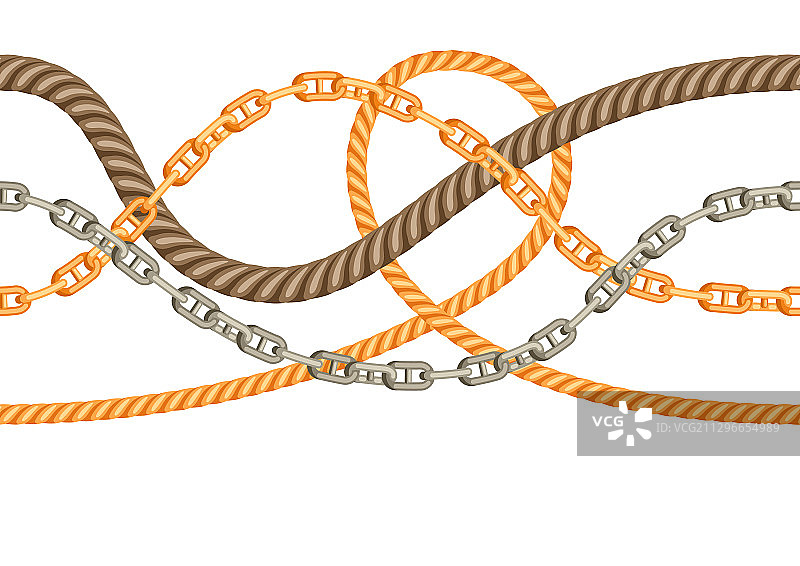 旧锁链和绳索无缝图案图片素材