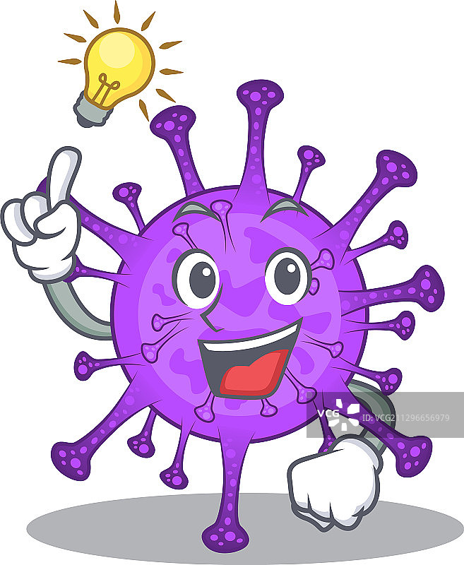 有想法的姿势，牛冠状病毒吉祥物图片素材