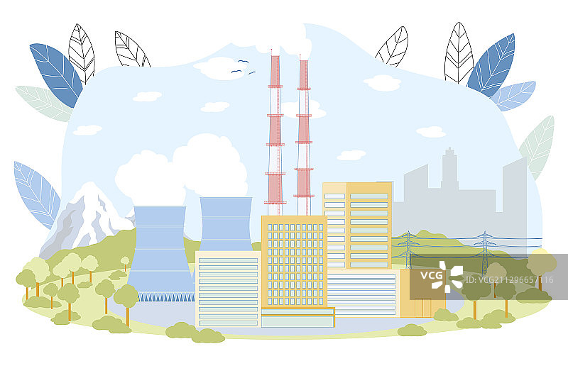 火力发电站冷却塔烟囱图片素材