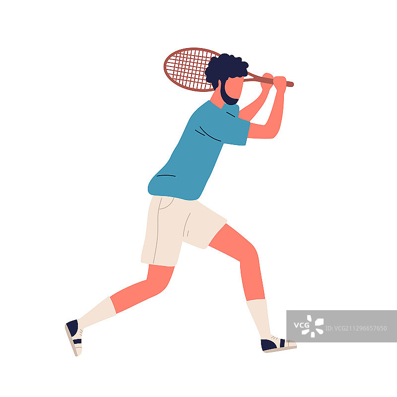 卡通络腮胡男职业网球选手图片素材