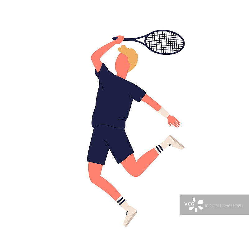 卡通运动员击球打网球图片素材