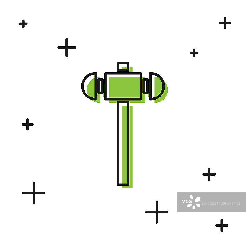 白色背景上孤立的黑色大锤图标图片素材