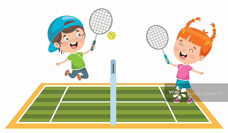 儿童打网球图片素材