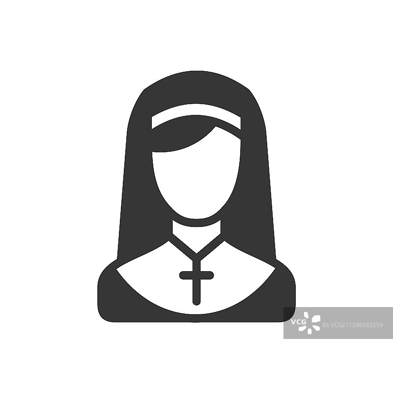 白色背景上的修女简笔画图片素材