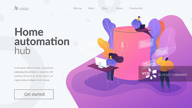 智能音箱办公室控制器着陆页图片素材