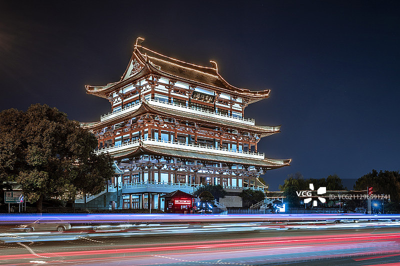 长沙杜甫江阁夜景图片素材