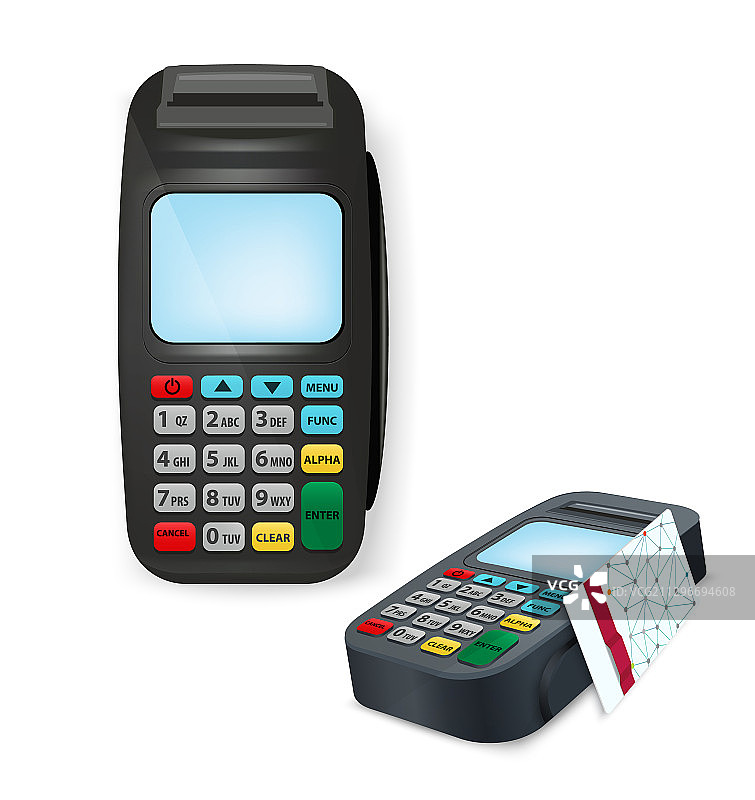 白色背景上的支付终端图片素材