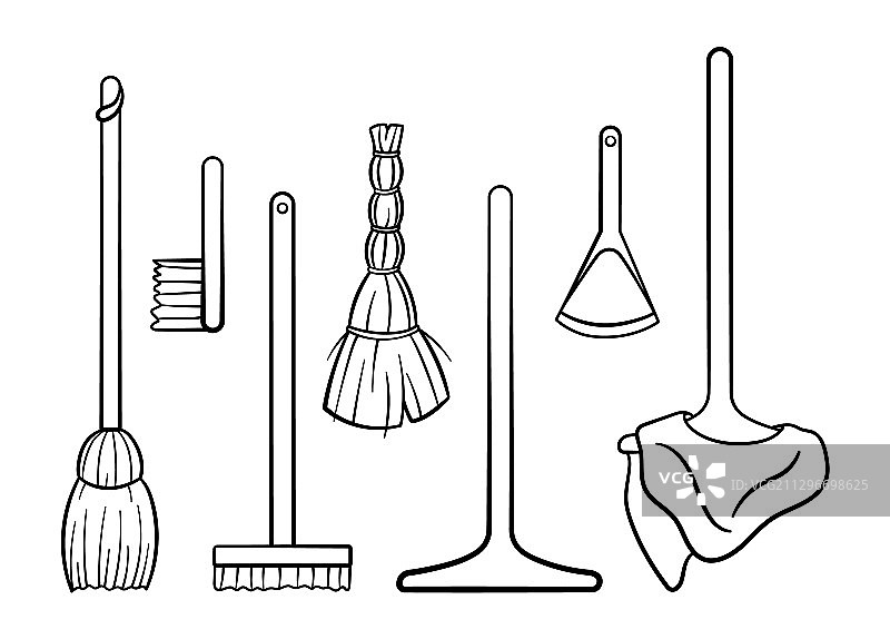 清洁工具轮廓样式合集图片素材