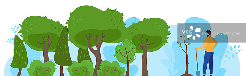 公园里植树的男性，保护地球图片素材