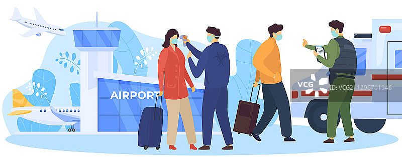 在边境检查旅客，关于新冠病毒图片素材