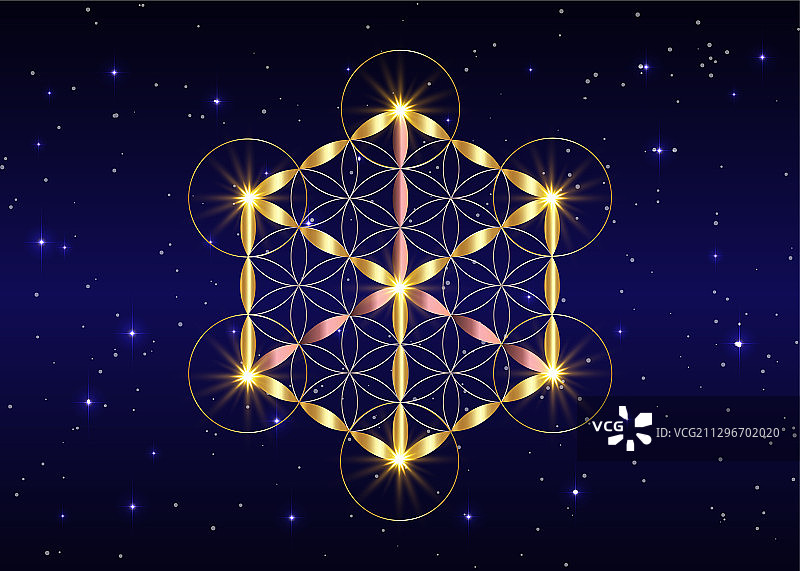 生命之花与梅塔特隆立方体的神圣几何图片素材