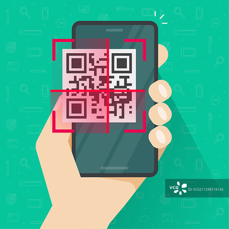 在手机或智能手机上扫描二维码图片素材