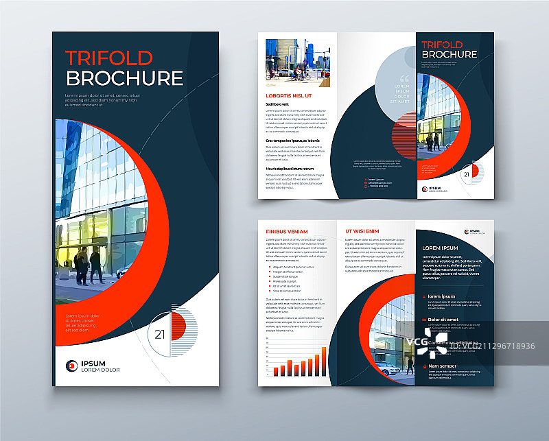 带圆形企业元素的三折页宣传册设计图片素材
