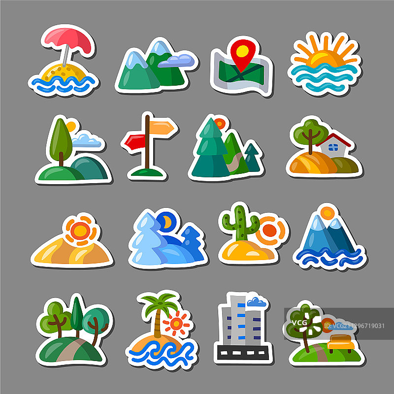 风景贴纸套装图片素材