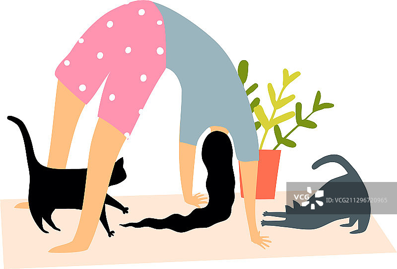 瑜伽运动：居家瑜伽垫上的桥式图片素材