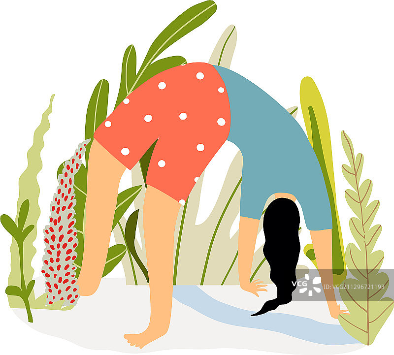 绿色树叶自然瑜伽运动桥式姿势图片素材